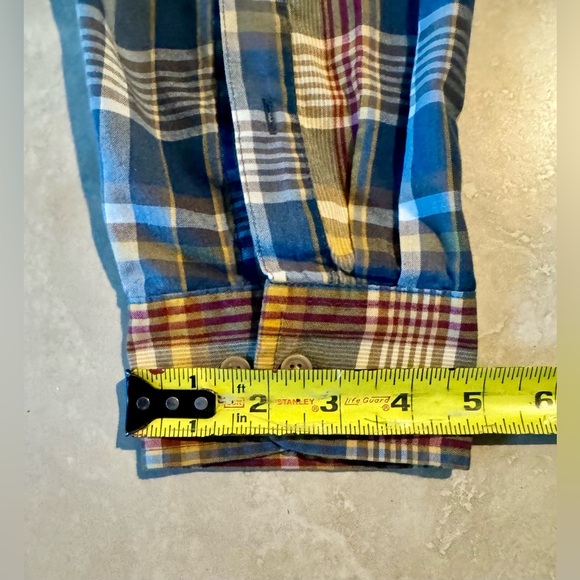 Arrow USA 1851 Button-Down Long Sleeve Cotton Blend Shirt Brown/Blue Plaid Large - Picture 9 of 16